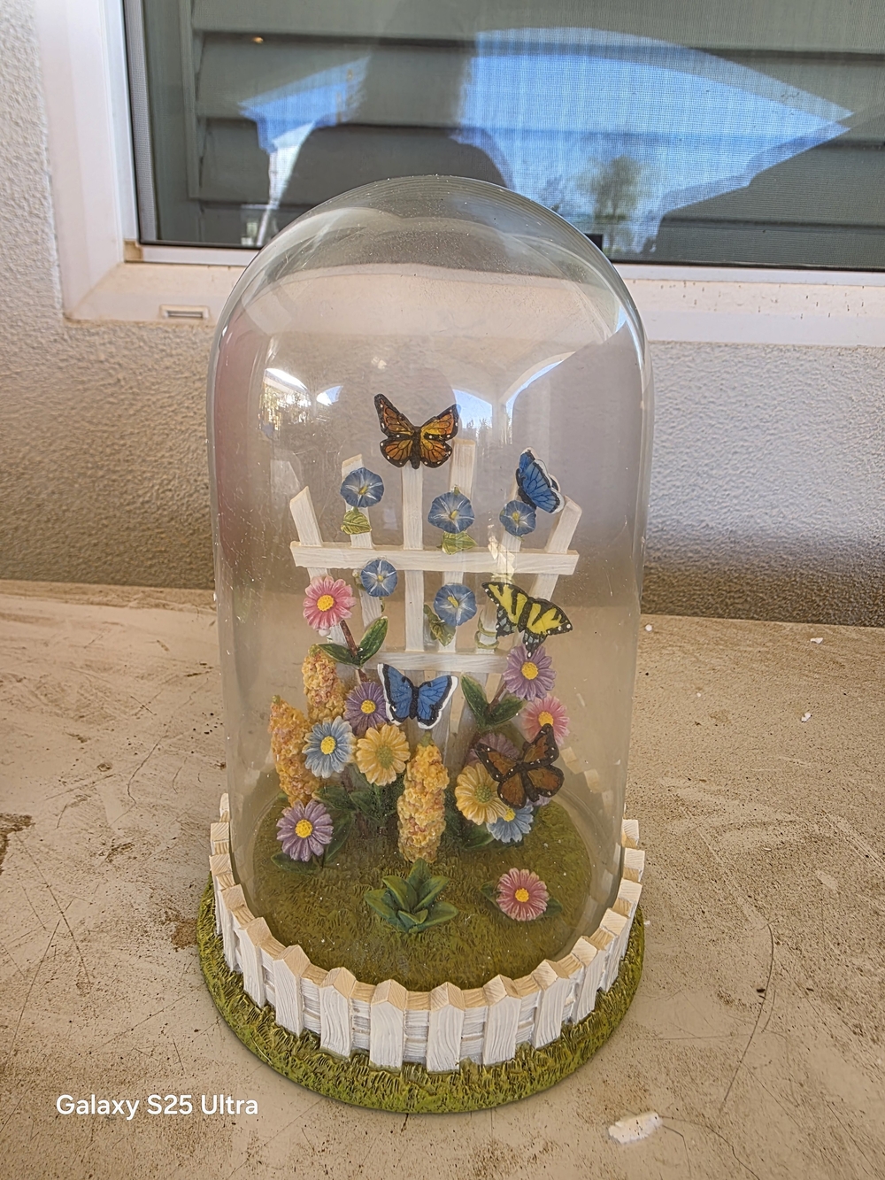 Lenox Multicolor Butterfly Garden Dome with White Picket Fence